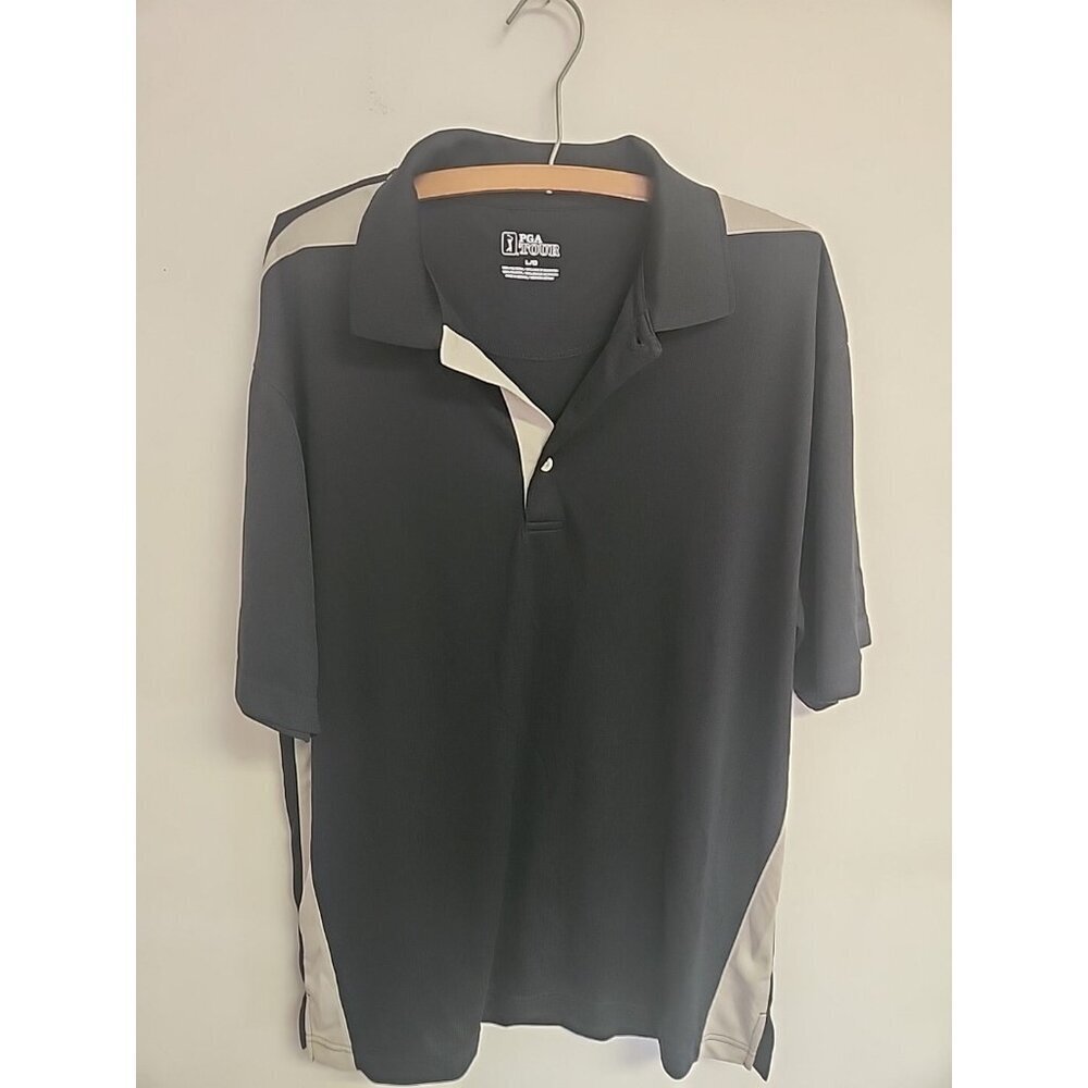 PGA Tour Men's Golf Performance 3 Button Stretch Polo Shirt Size Large‎